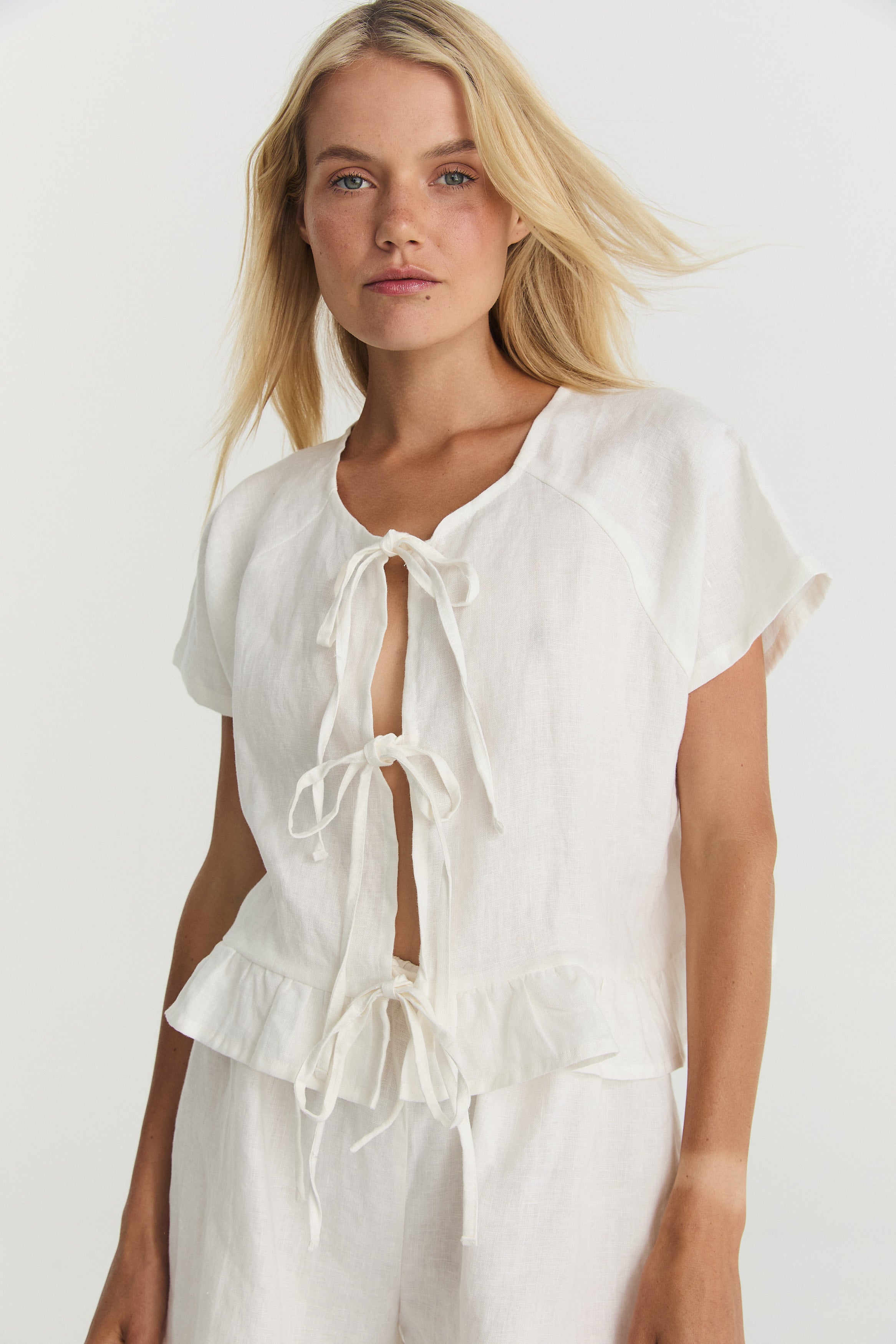 Tabea Tie Top - Soft Washed Linen image 3