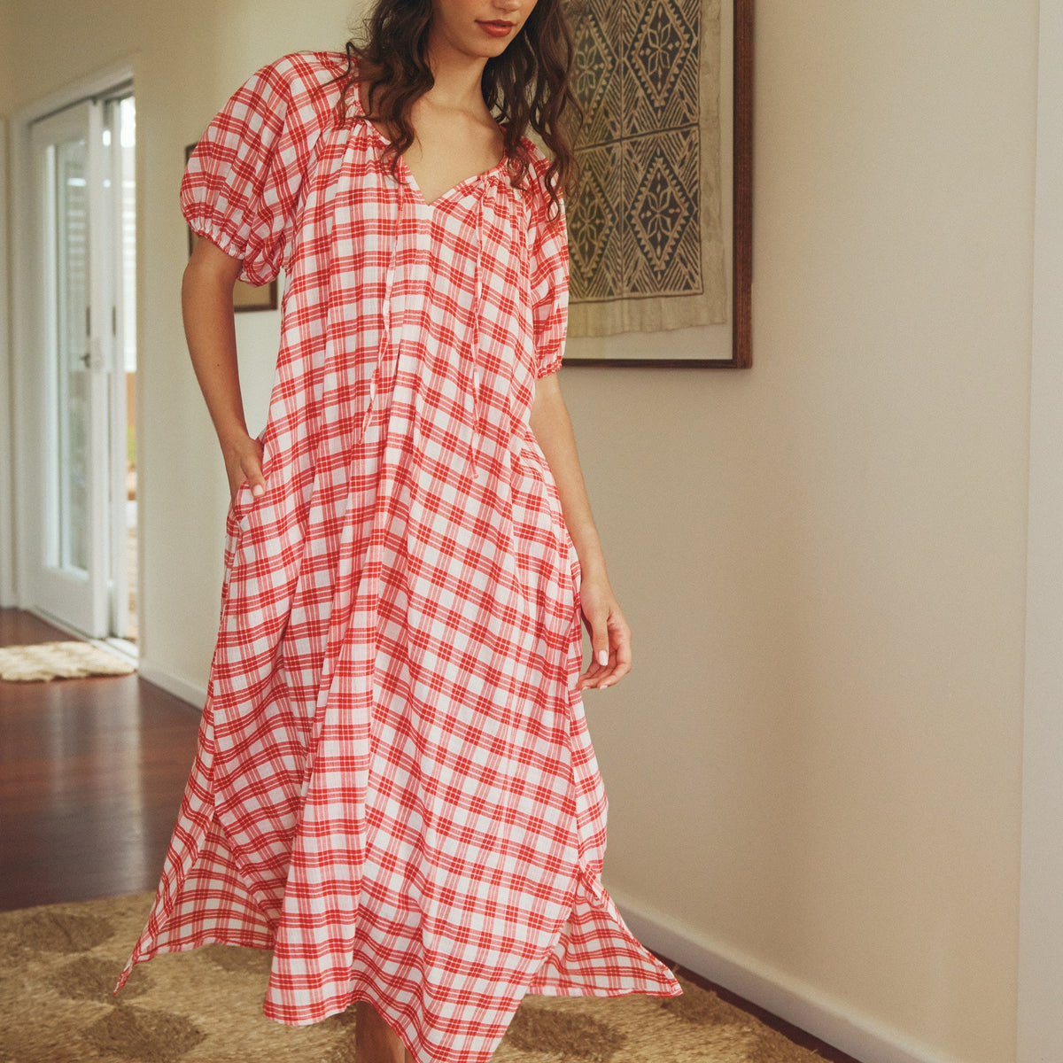 Dory Midi - Cherry Tartan