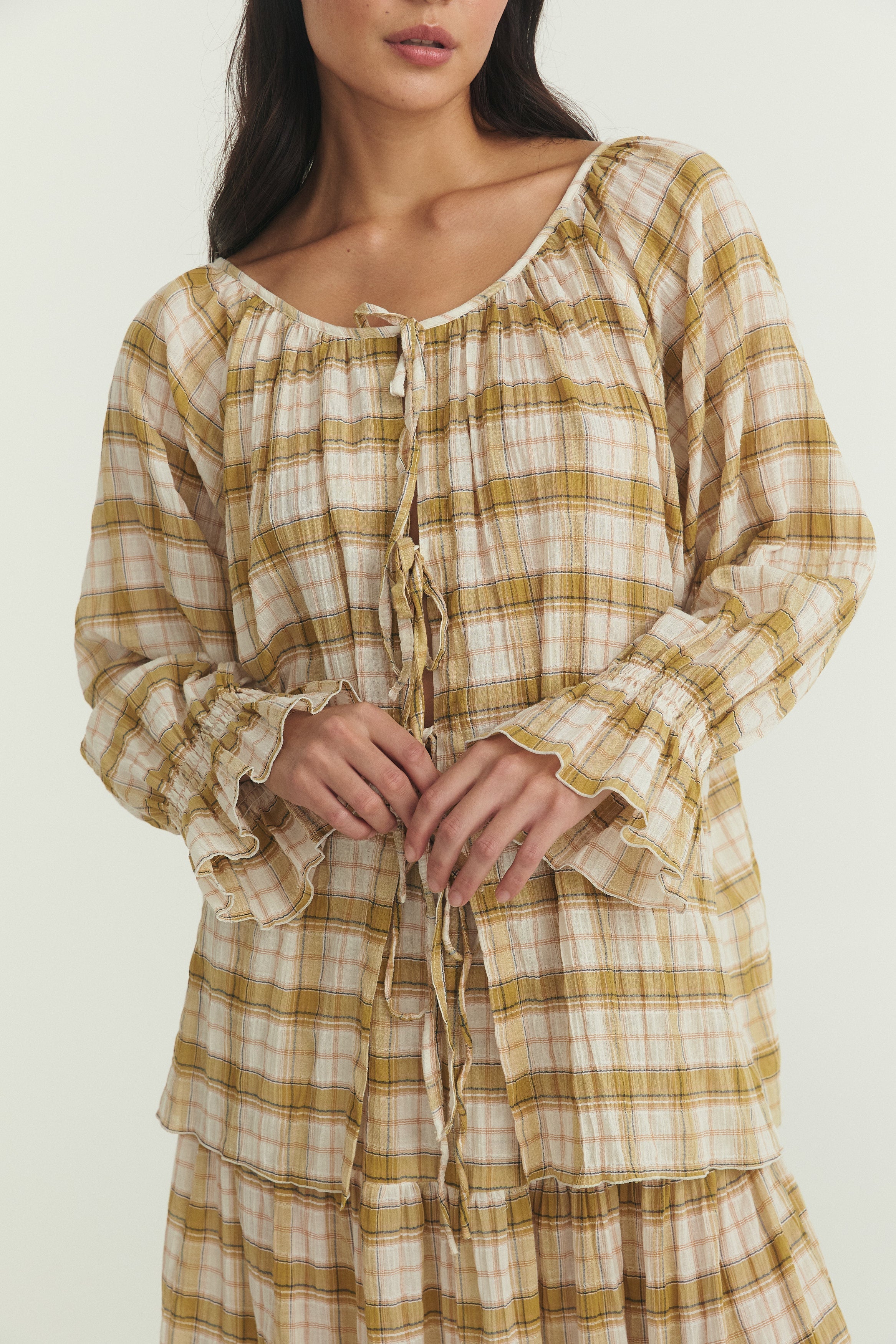 Bette Tie Top - Plaid Cotton image 4