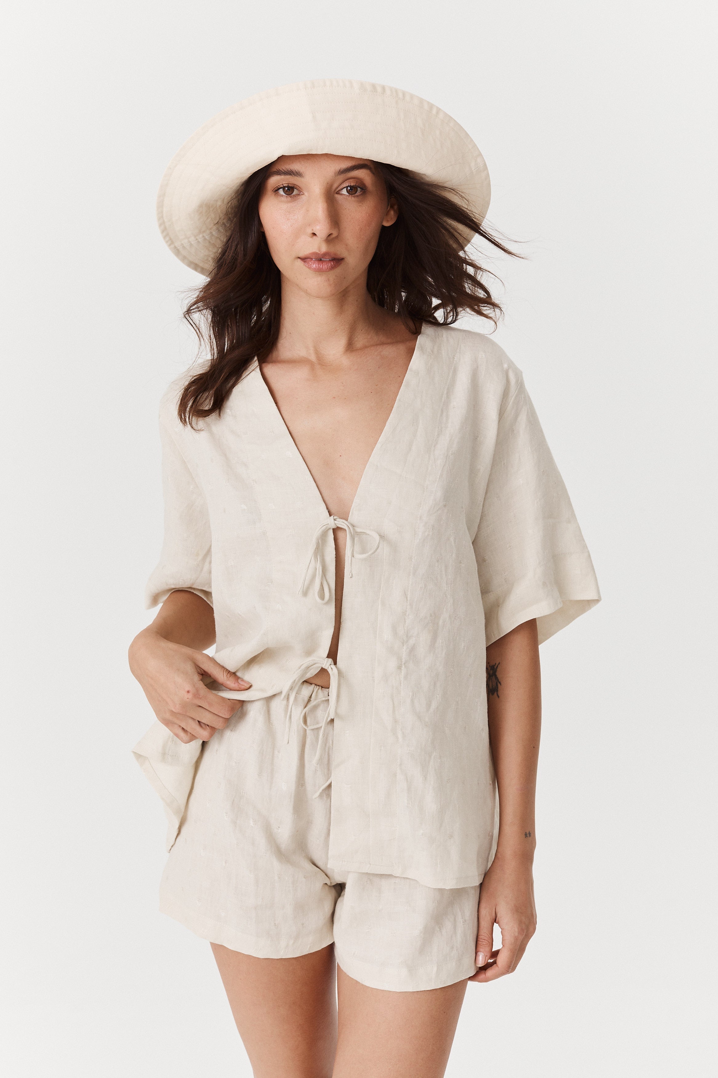 Lois Tie Top - Distressed Linen image 3