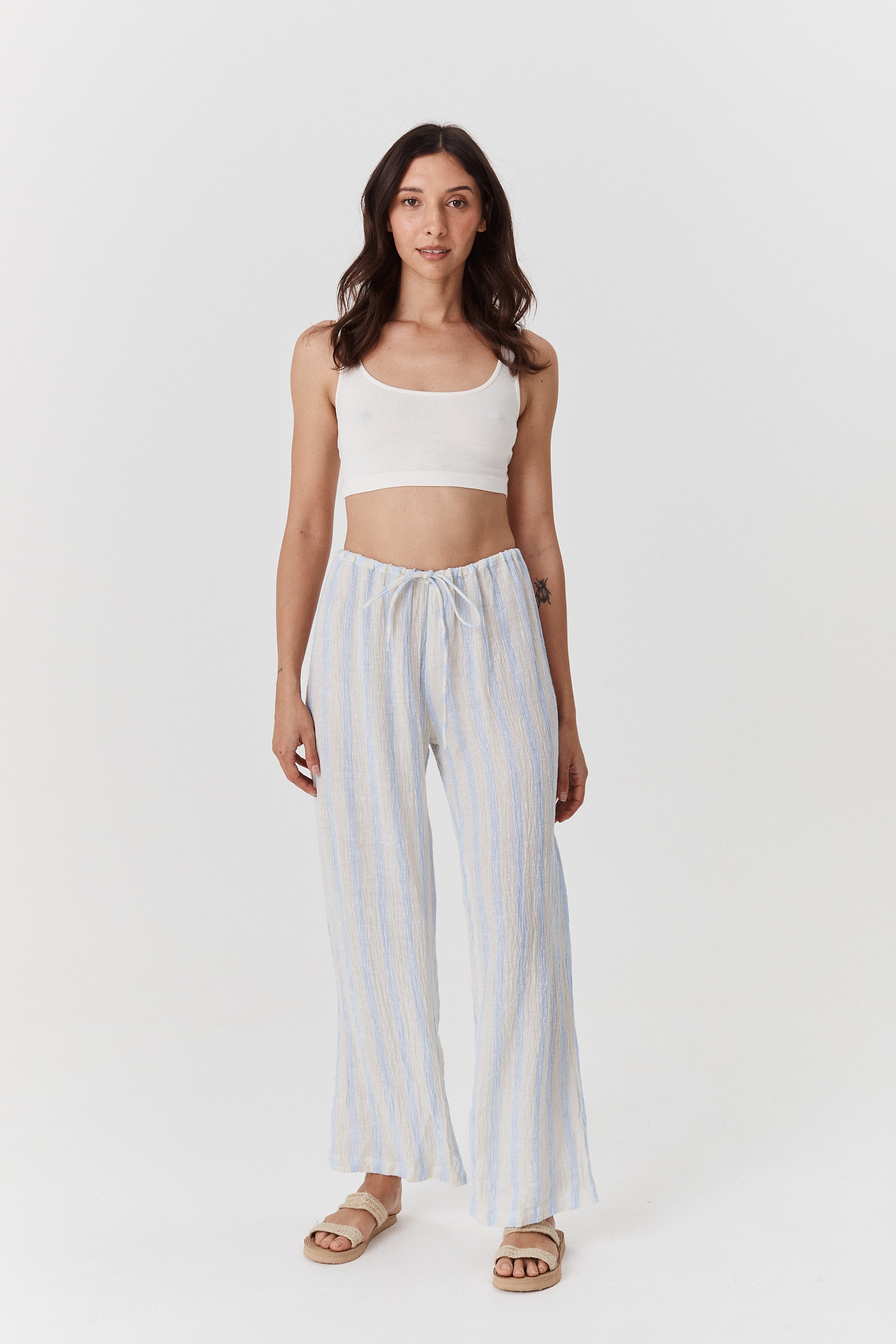 Robin Pants - Striped Crinkle Linen image 1