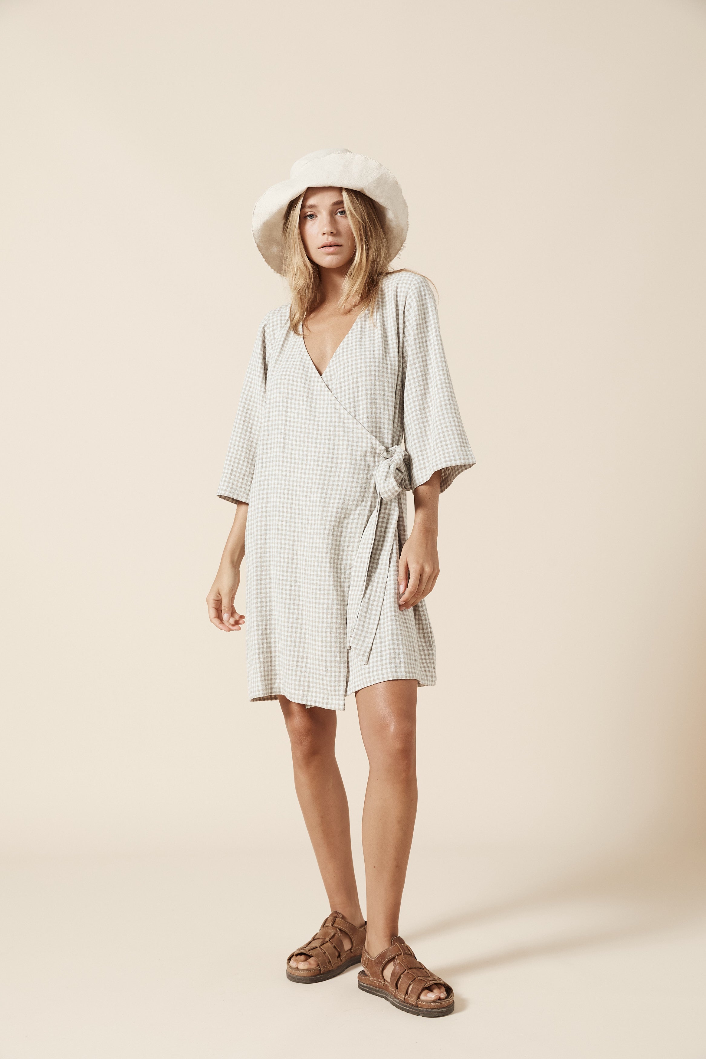 Quinn Wrap Dress - Natural Ash image 2
