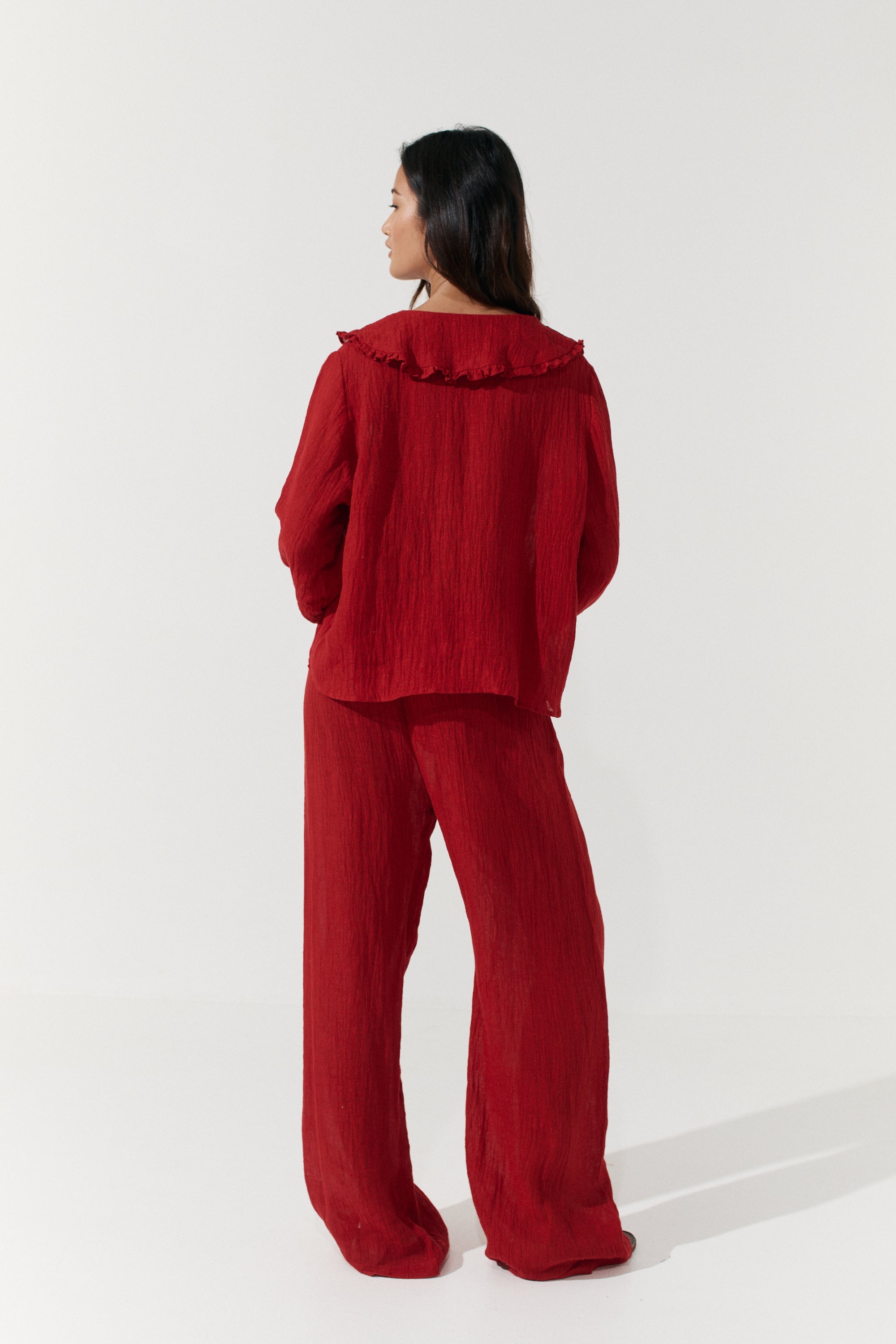 Robin Pants - Scarlet Crinkle Linen image 10