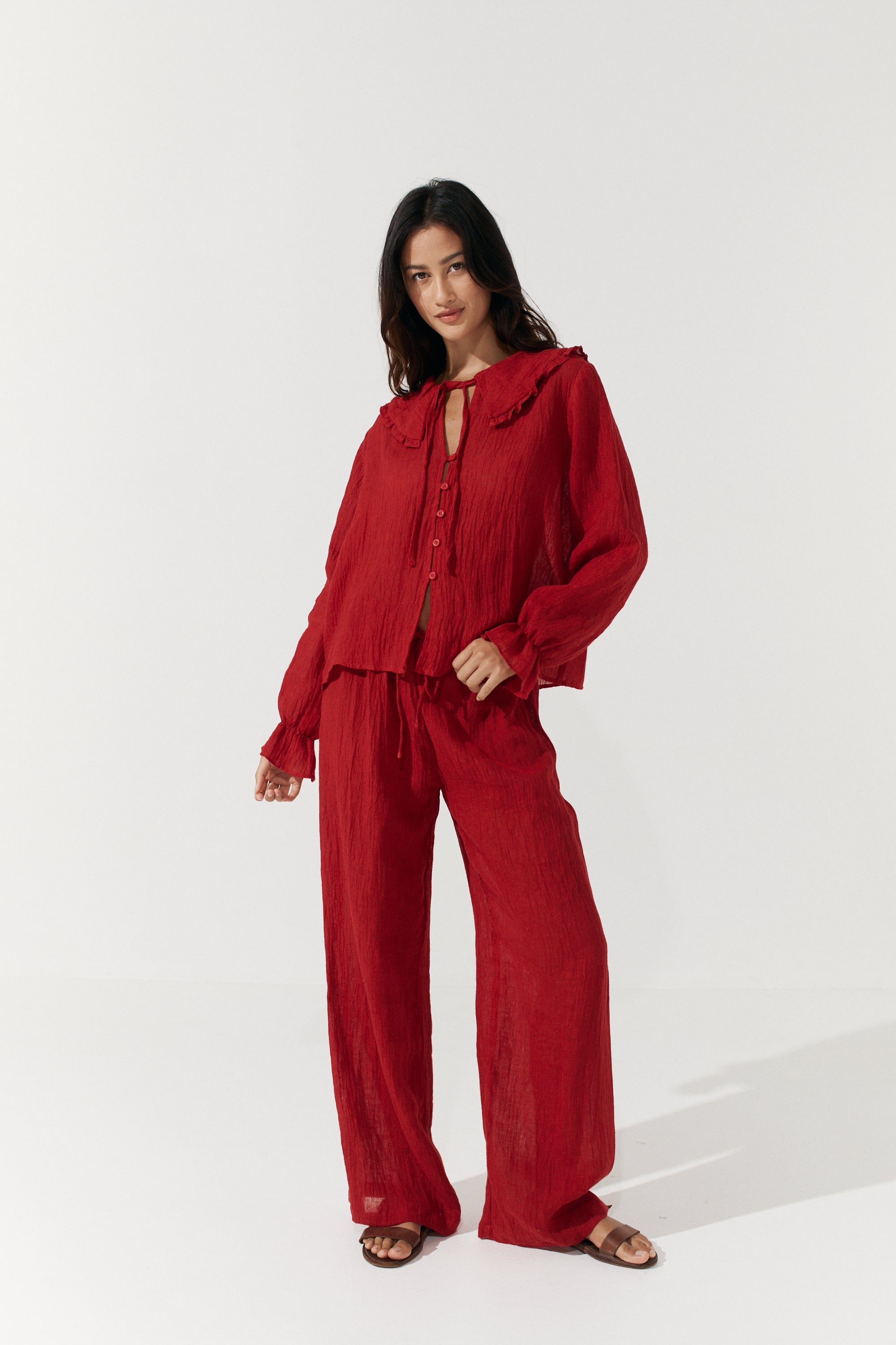 Esme Blouse - Scarlet Crinkle Linen image 9