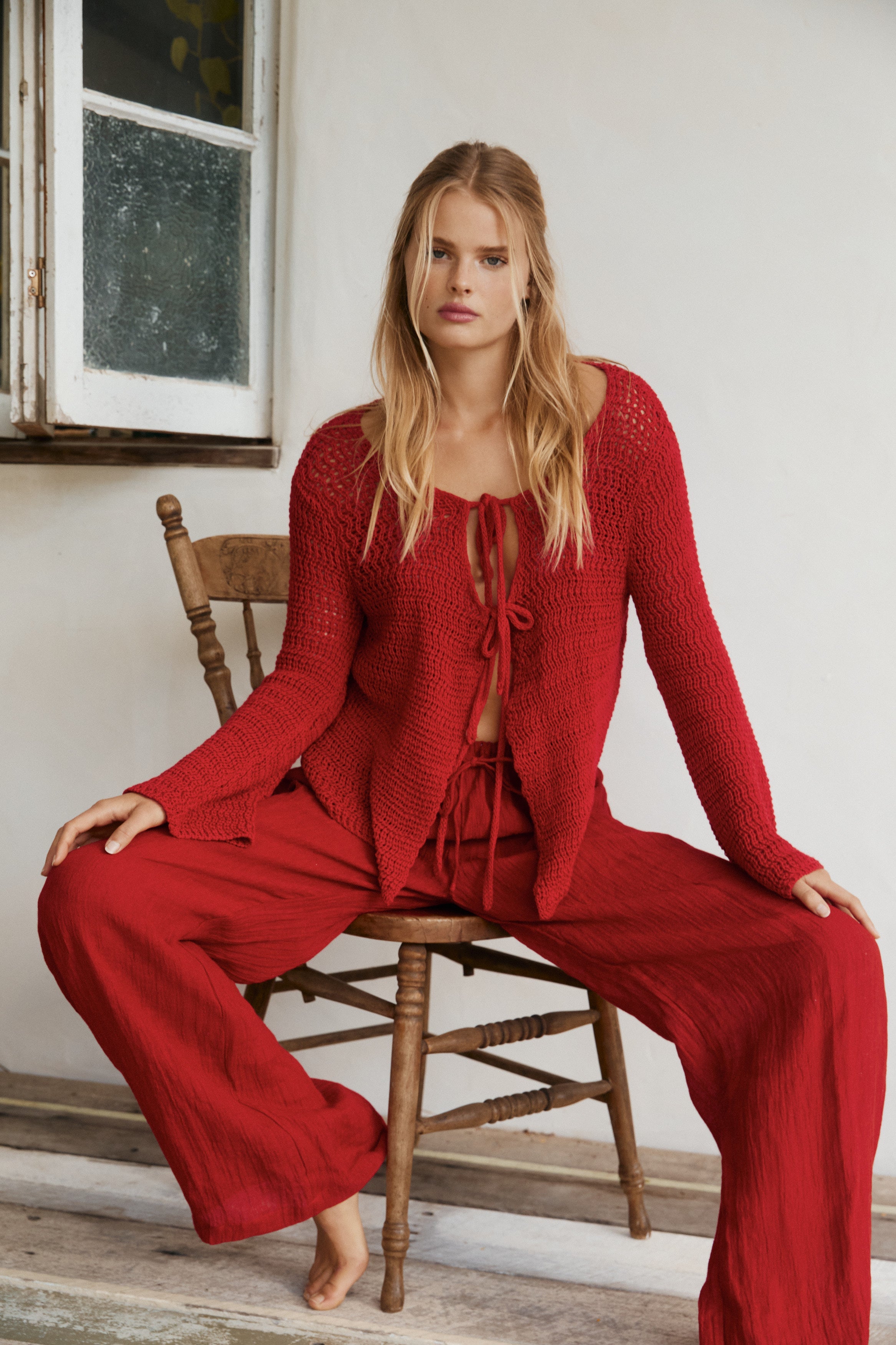 Etta Tie Knit - Scarlet image 2