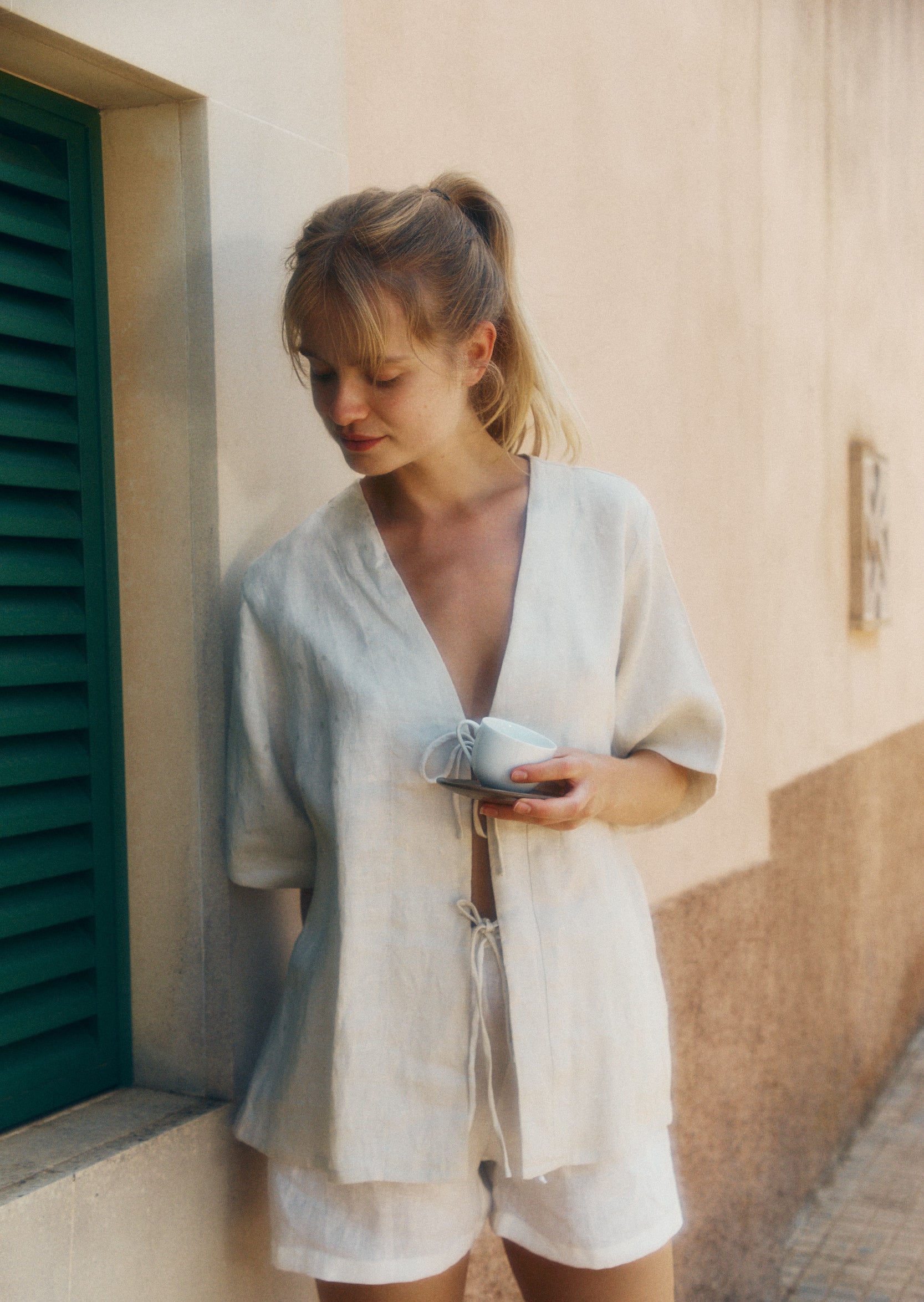 Lois Tie Top - Distressed Linen image 1