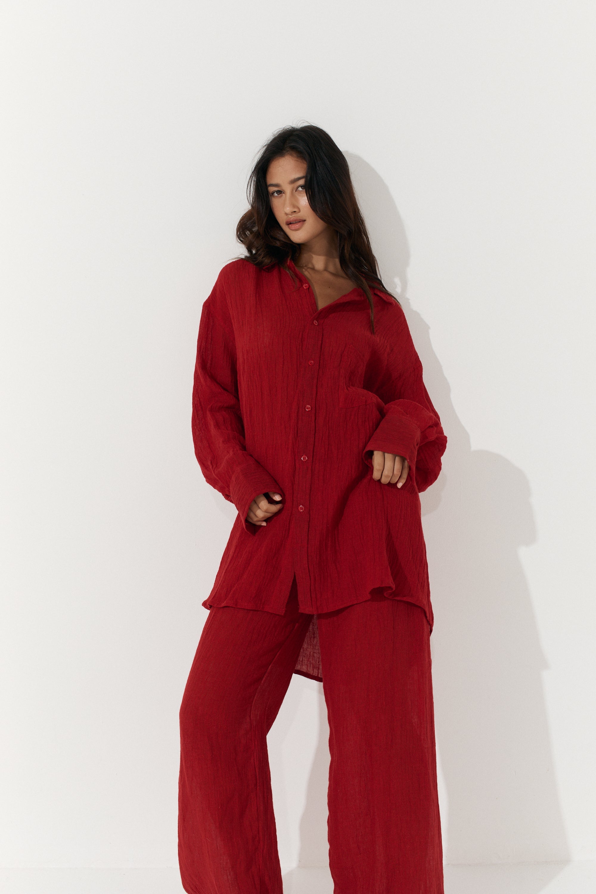 Robin Pants - Scarlet Crinkle Linen image 7