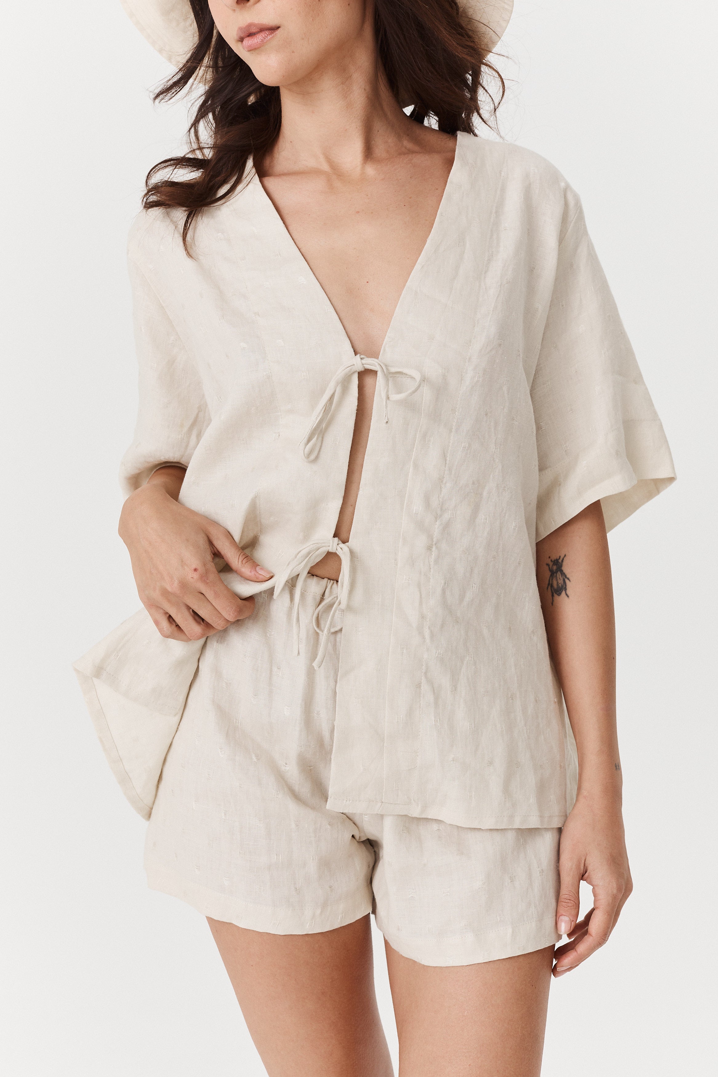 Lois Tie Top - Distressed Linen image 4