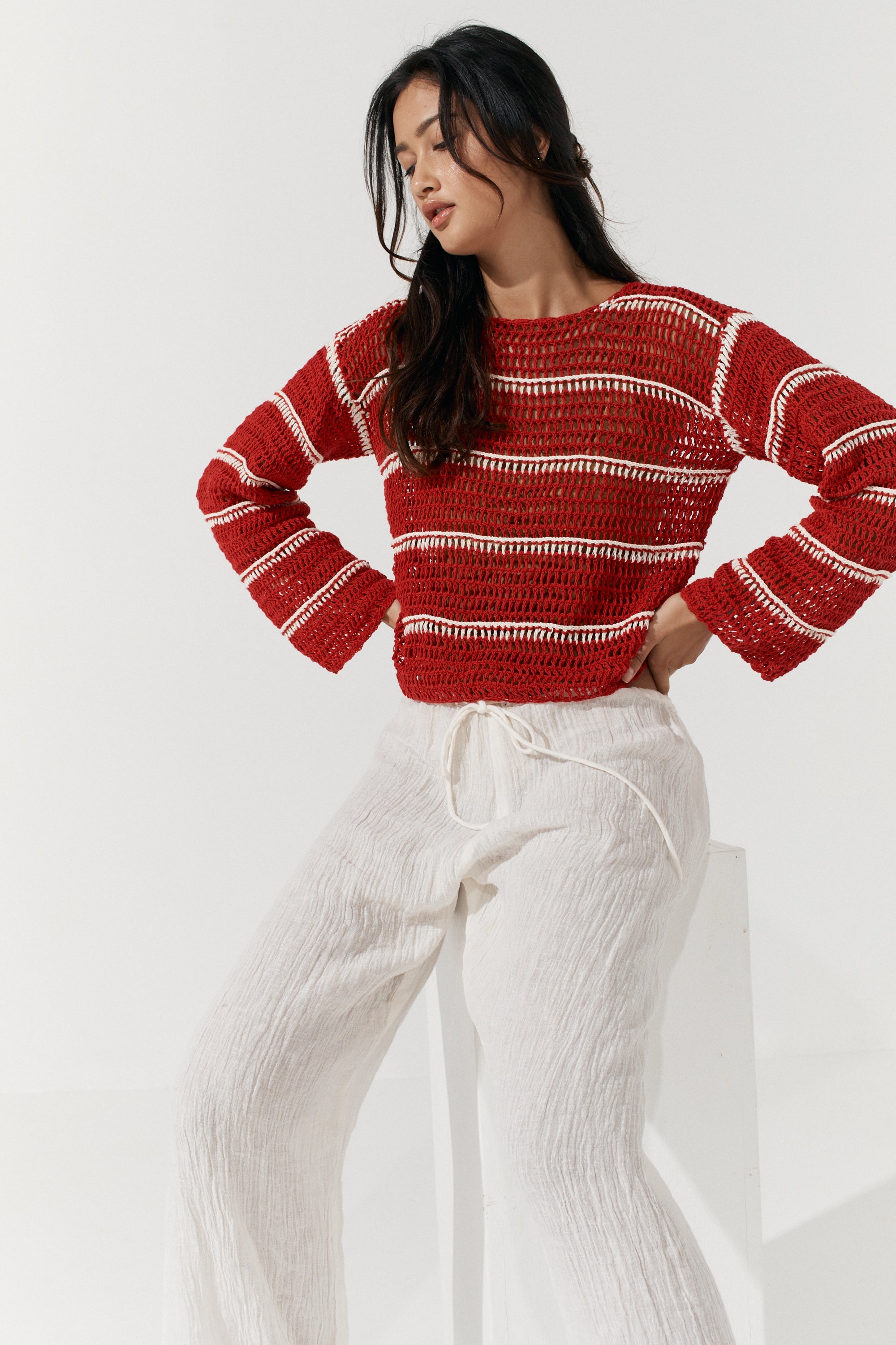 Fifi Crochet Crop - Scarlet image 5