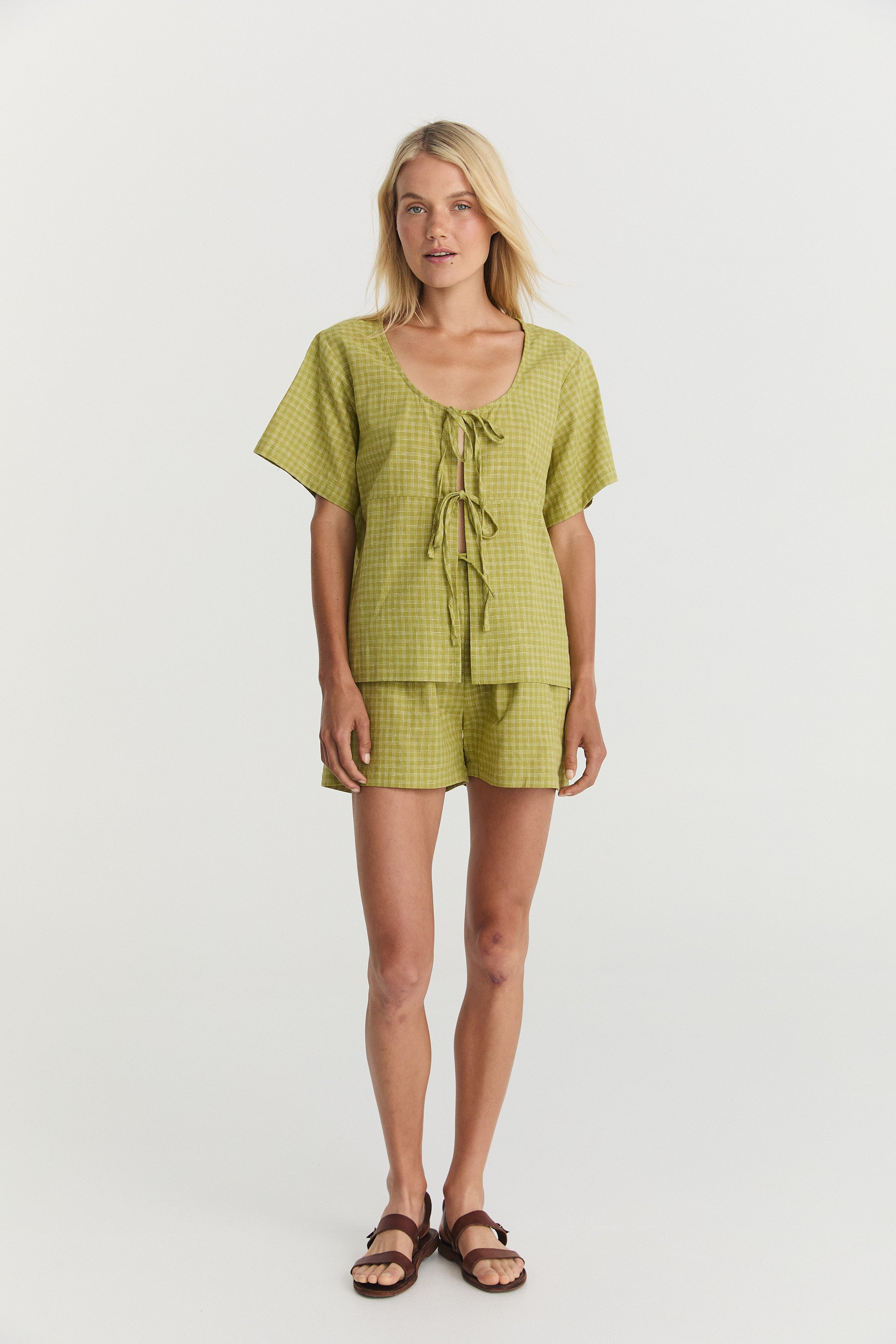 Robin Tie Top - Elm Hemp Linen image 3