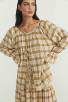 Bette Tie Top - Plaid Cotton image 0
