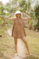 Classic Linen Shift Dress - Coffee image 1