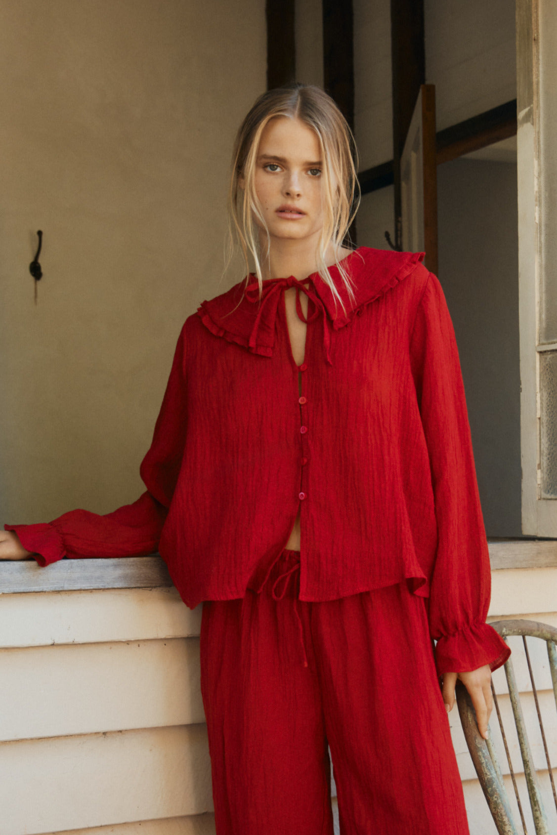 Esme Blouse - Scarlet Crinkle Linen image 3