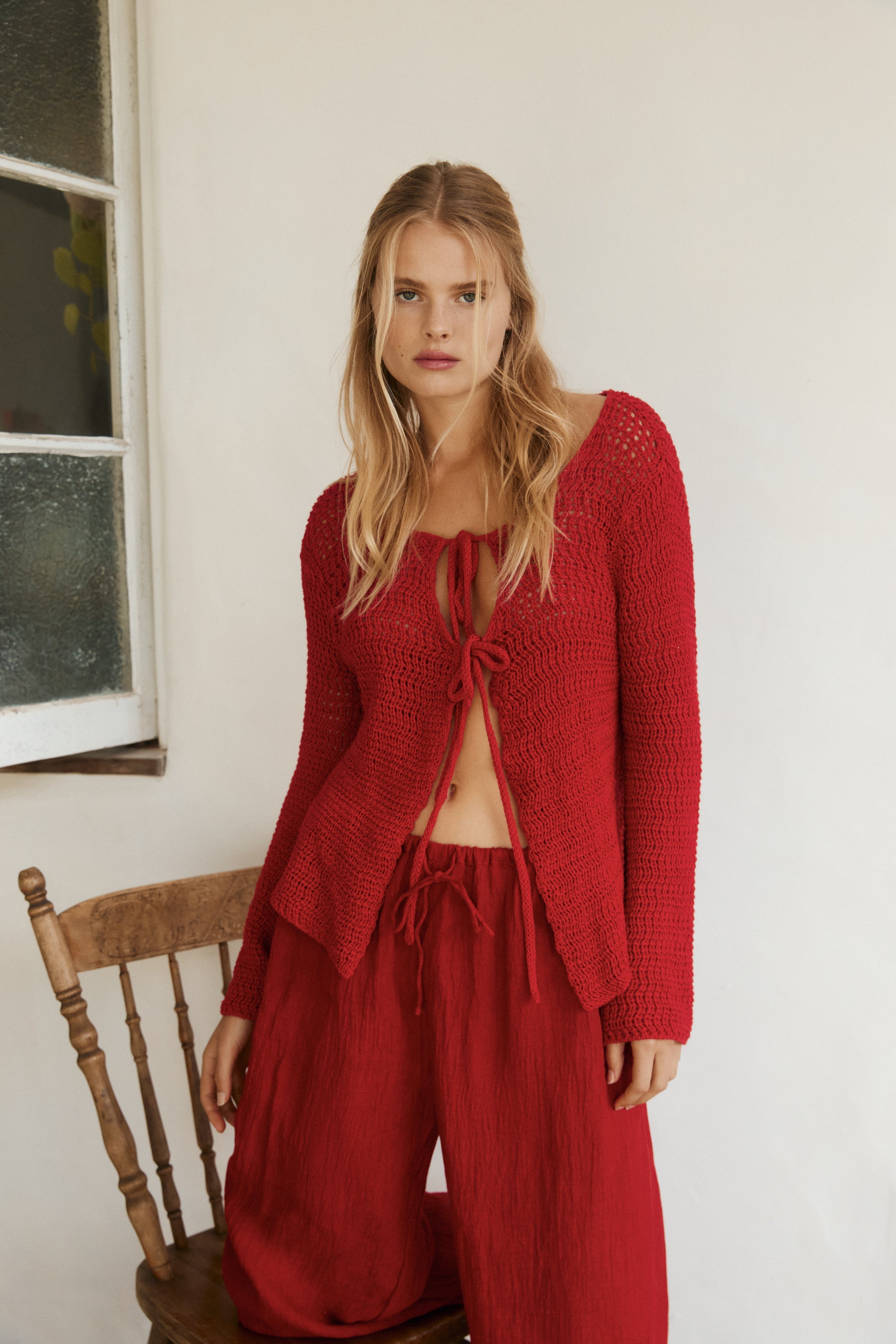 Robin Pants - Scarlet Crinkle Linen image 11