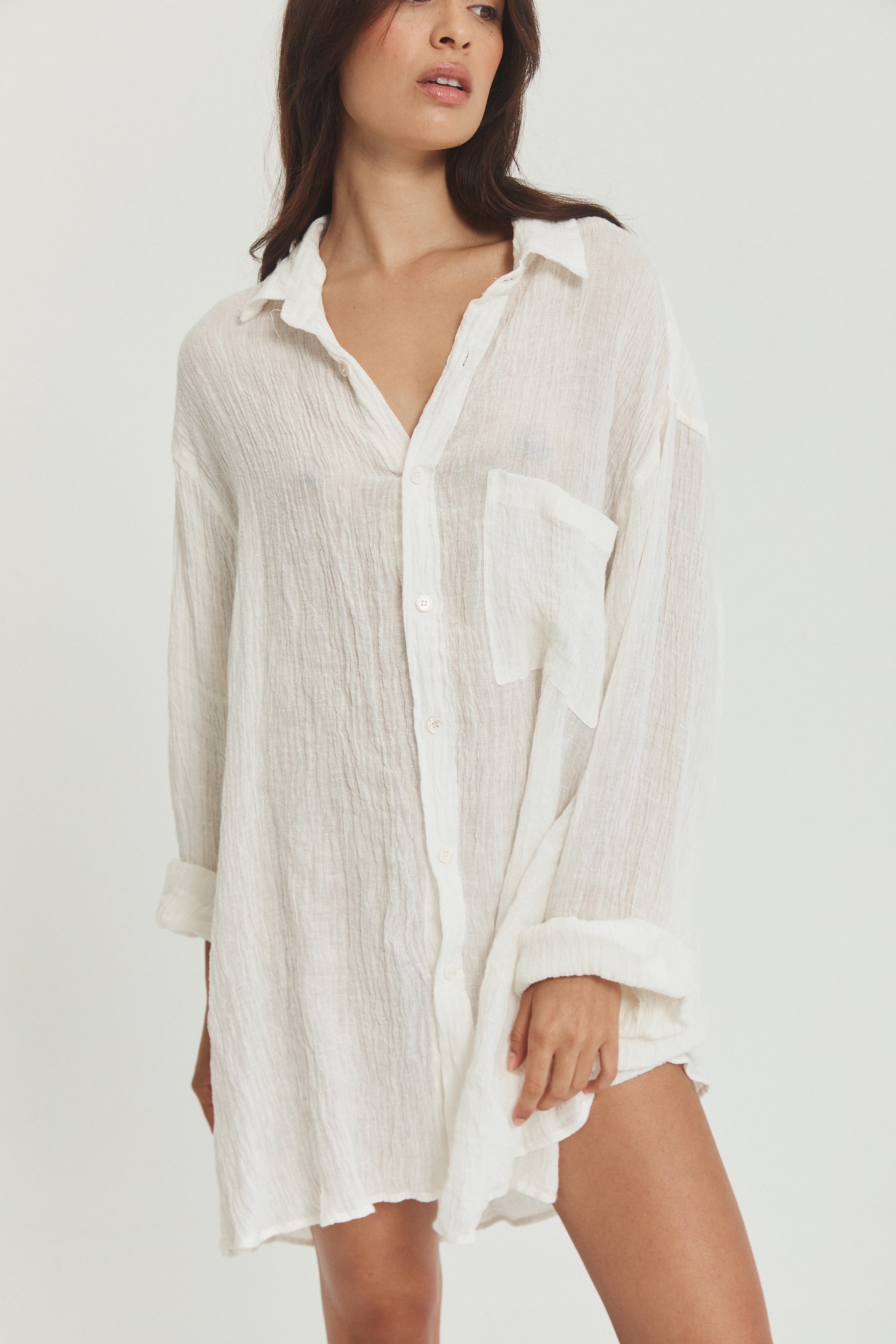 Josie Shirt Dress - Linen Crinkle image 7