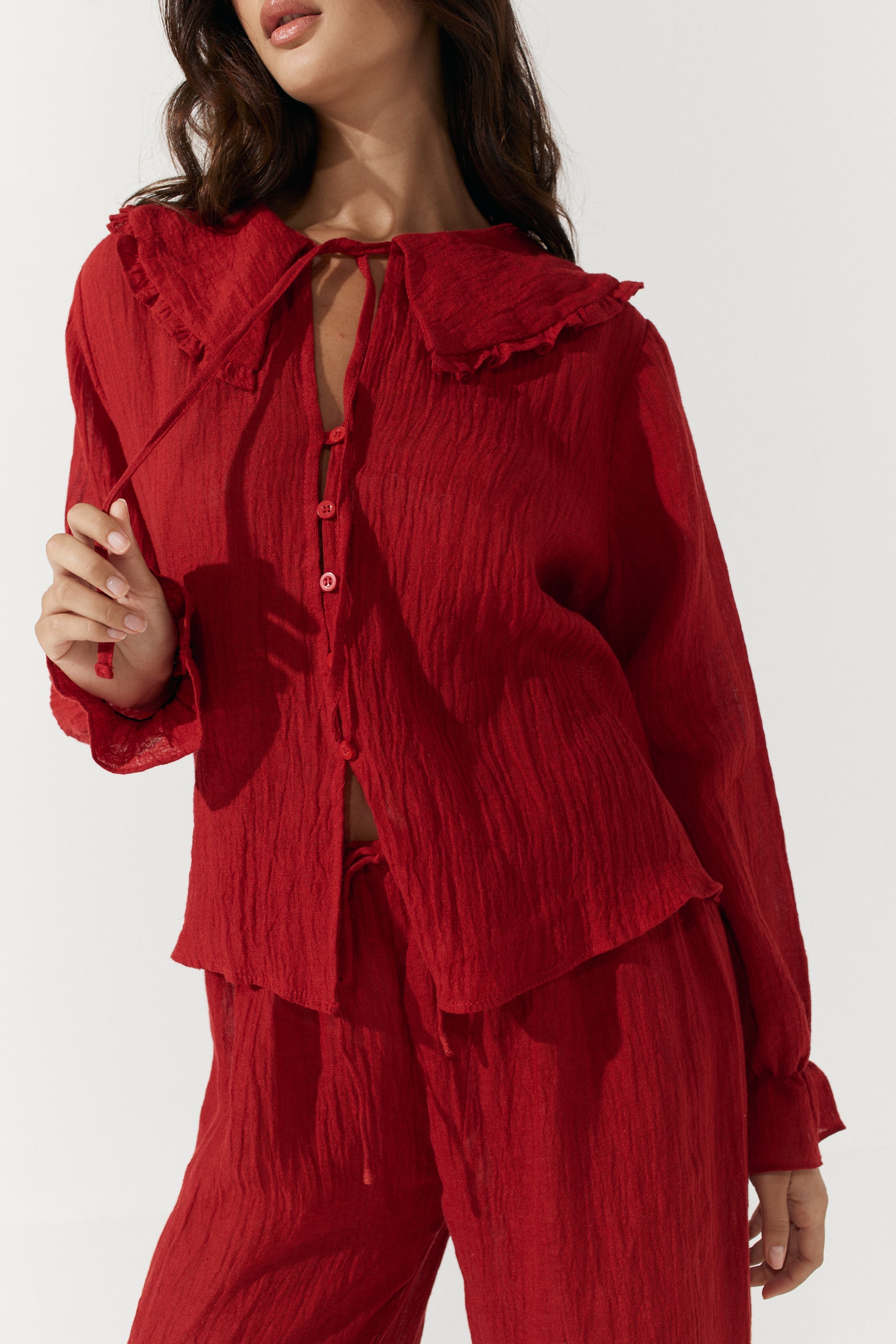 Esme Blouse - Scarlet Crinkle Linen image 1