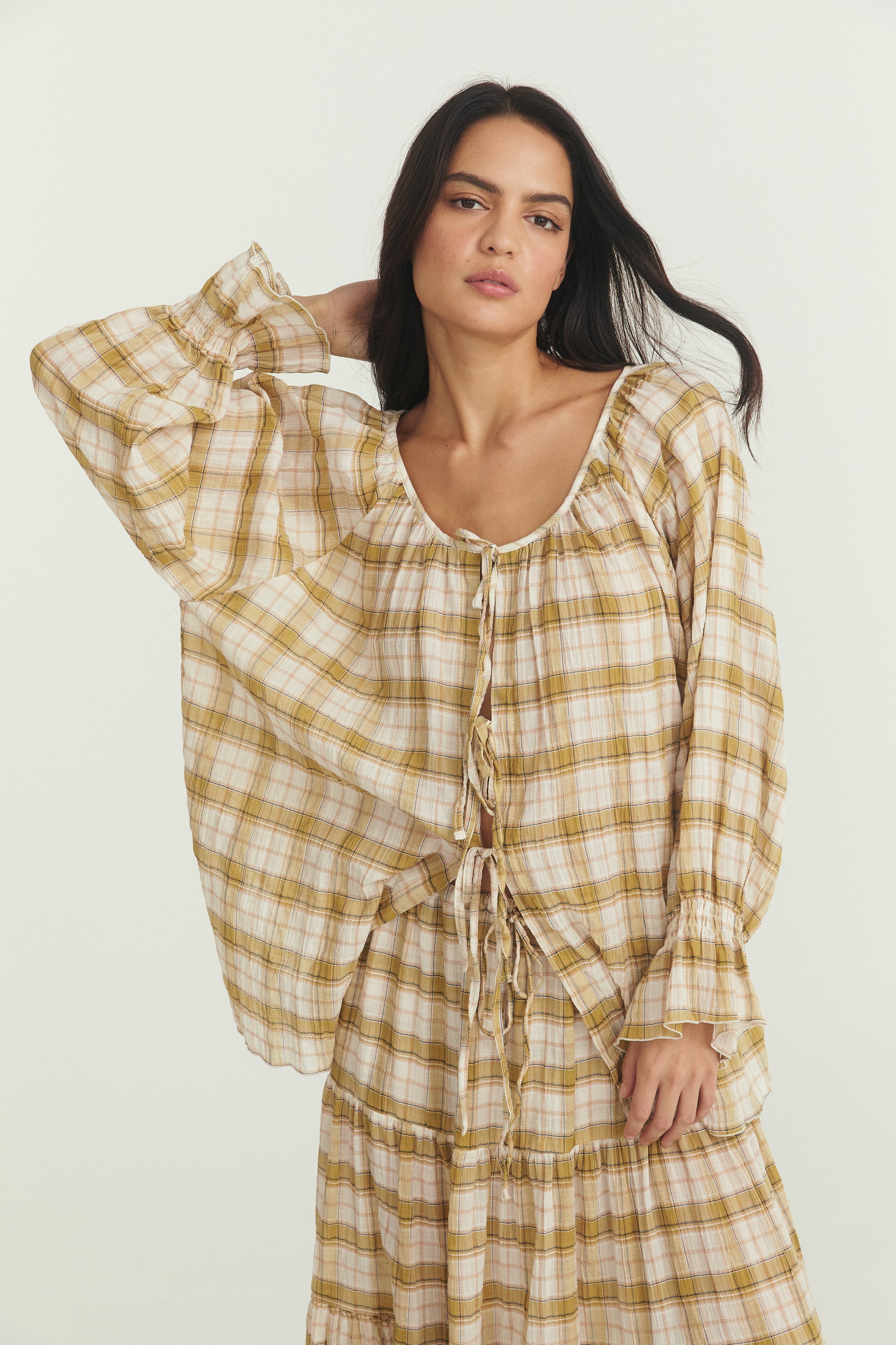 Bette Tie Top - Plaid Cotton image 7