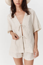 Lois Tie Top - Distressed Linen image 0
