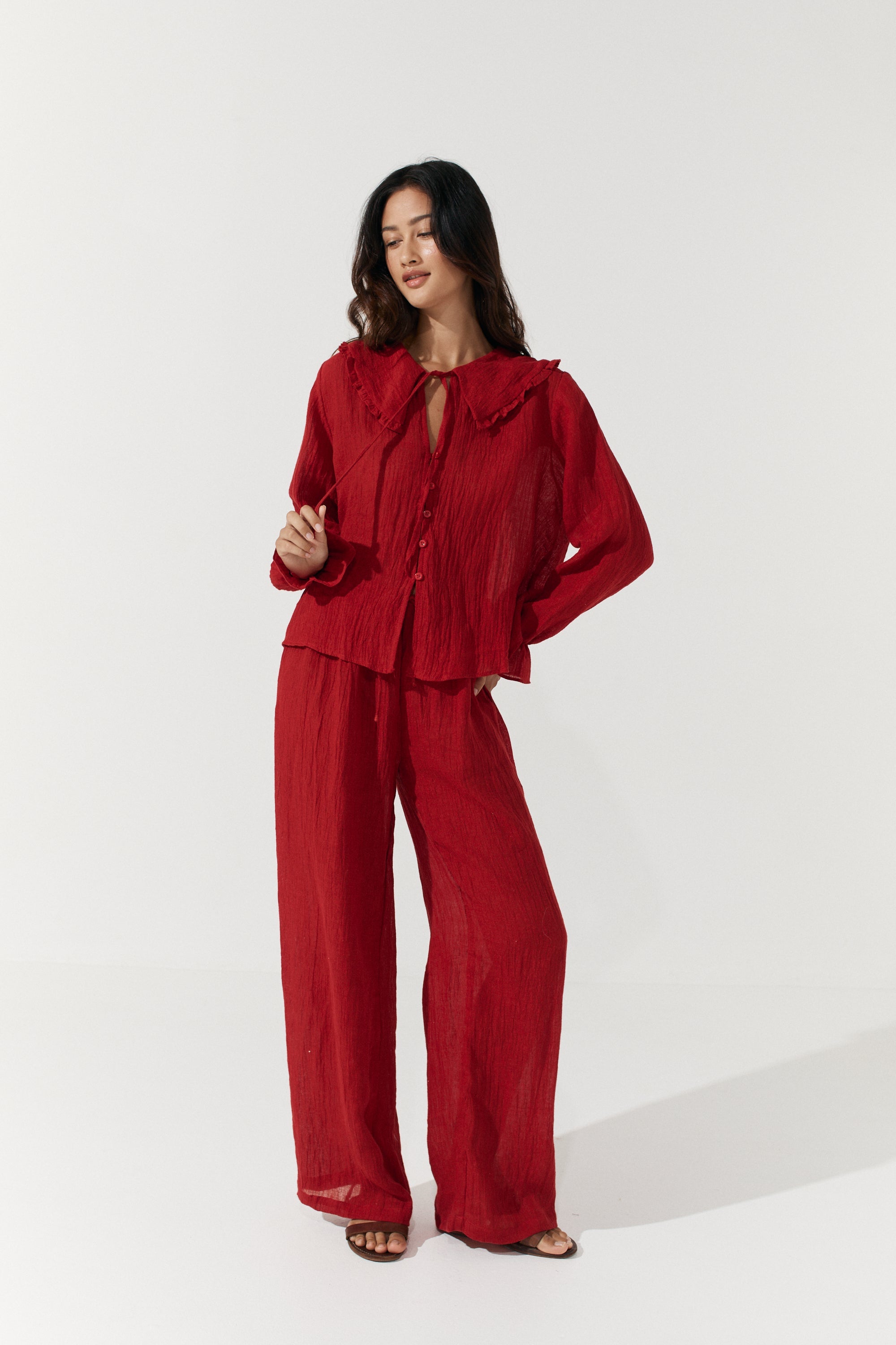 Esme Blouse - Scarlet Crinkle Linen image 5