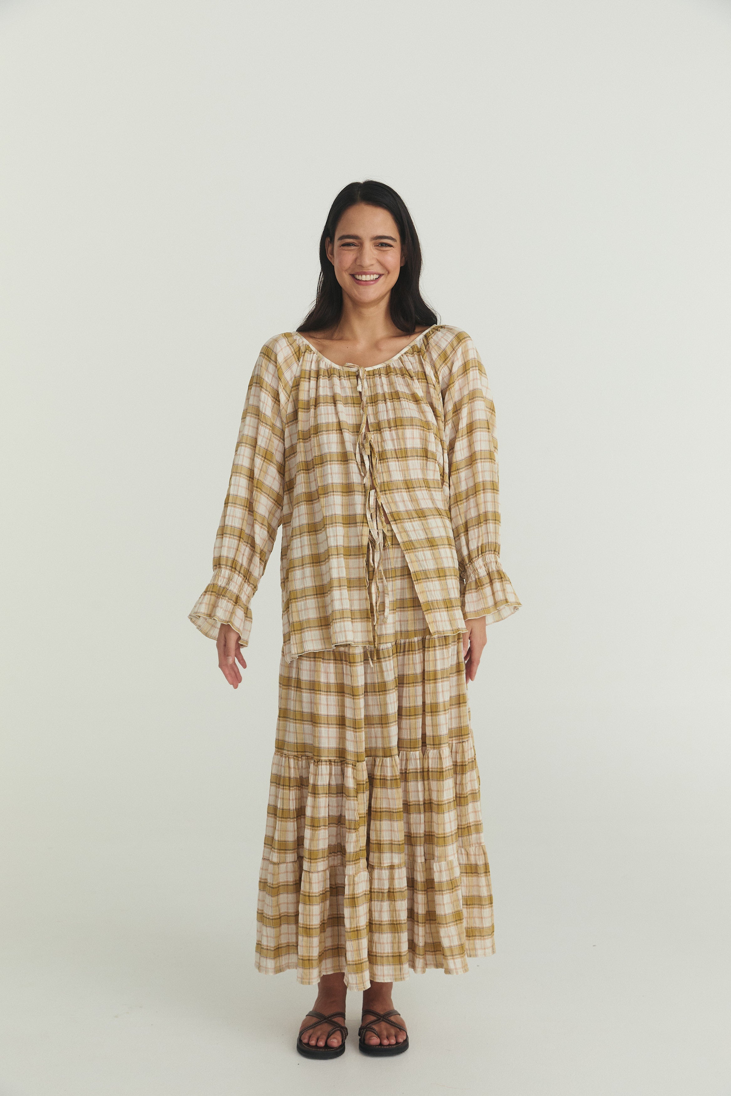 Bette Tie Top - Plaid Cotton image 2