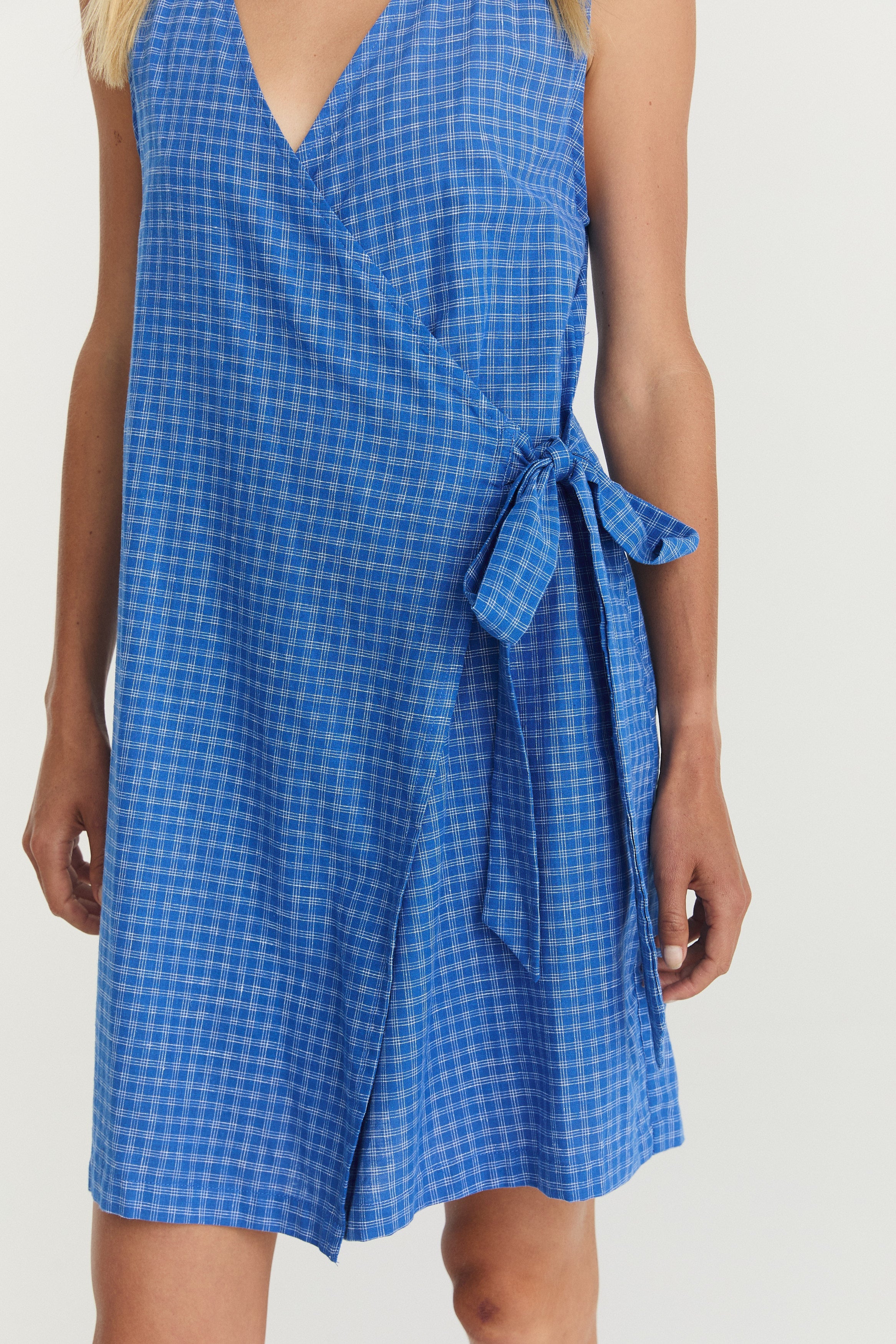 Quinn Wrap Dress - Cerulean Hemp Linen image 6