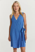 Quinn Wrap Dress - Cerulean Hemp Linen image 0