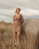 Quinn Wrap Dress - Mocha Gingham image 13