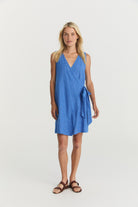 Quinn Wrap Dress - Cerulean Hemp Linen image 2