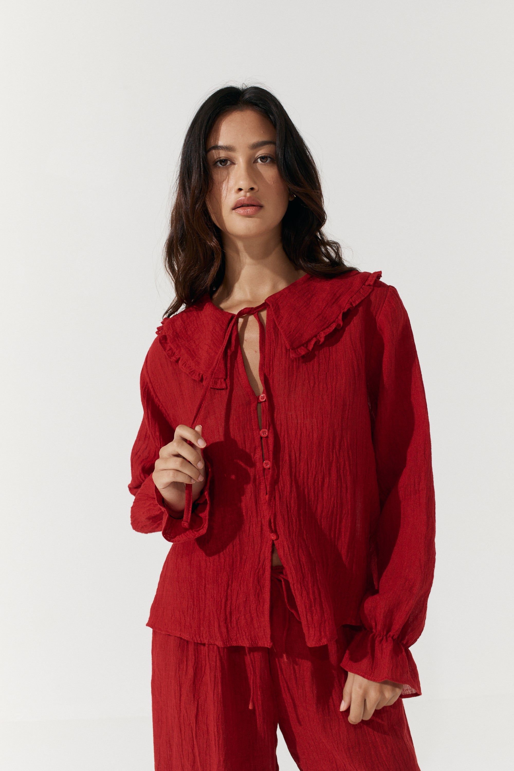 Esme Blouse - Scarlet Crinkle Linen image 6