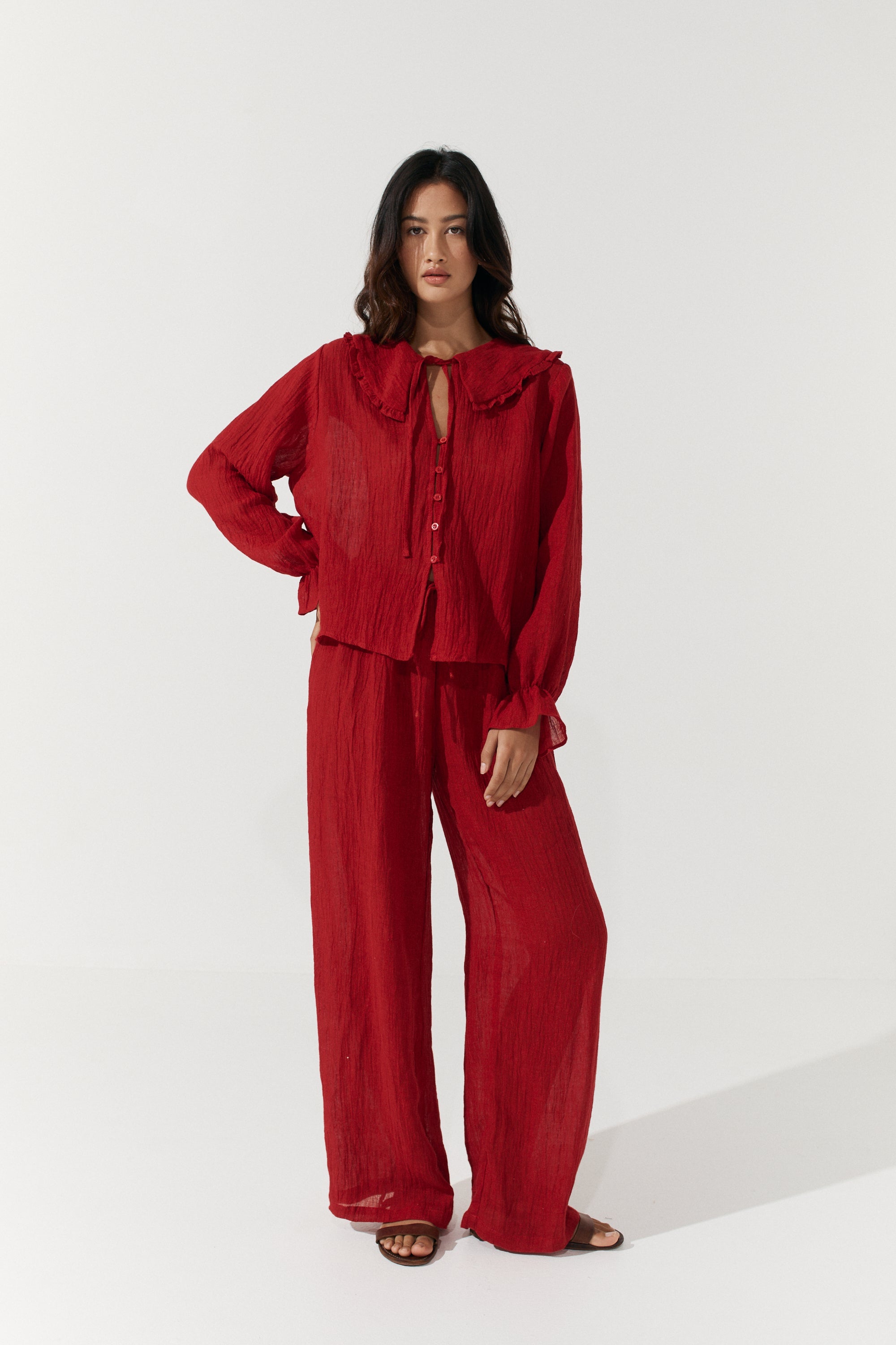 Esme Blouse - Scarlet Crinkle Linen image 4