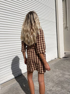 Quinn Wrap Dress - Mocha Gingham image 6