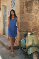 Quinn Wrap Dress - Cerulean Hemp Linen image 1