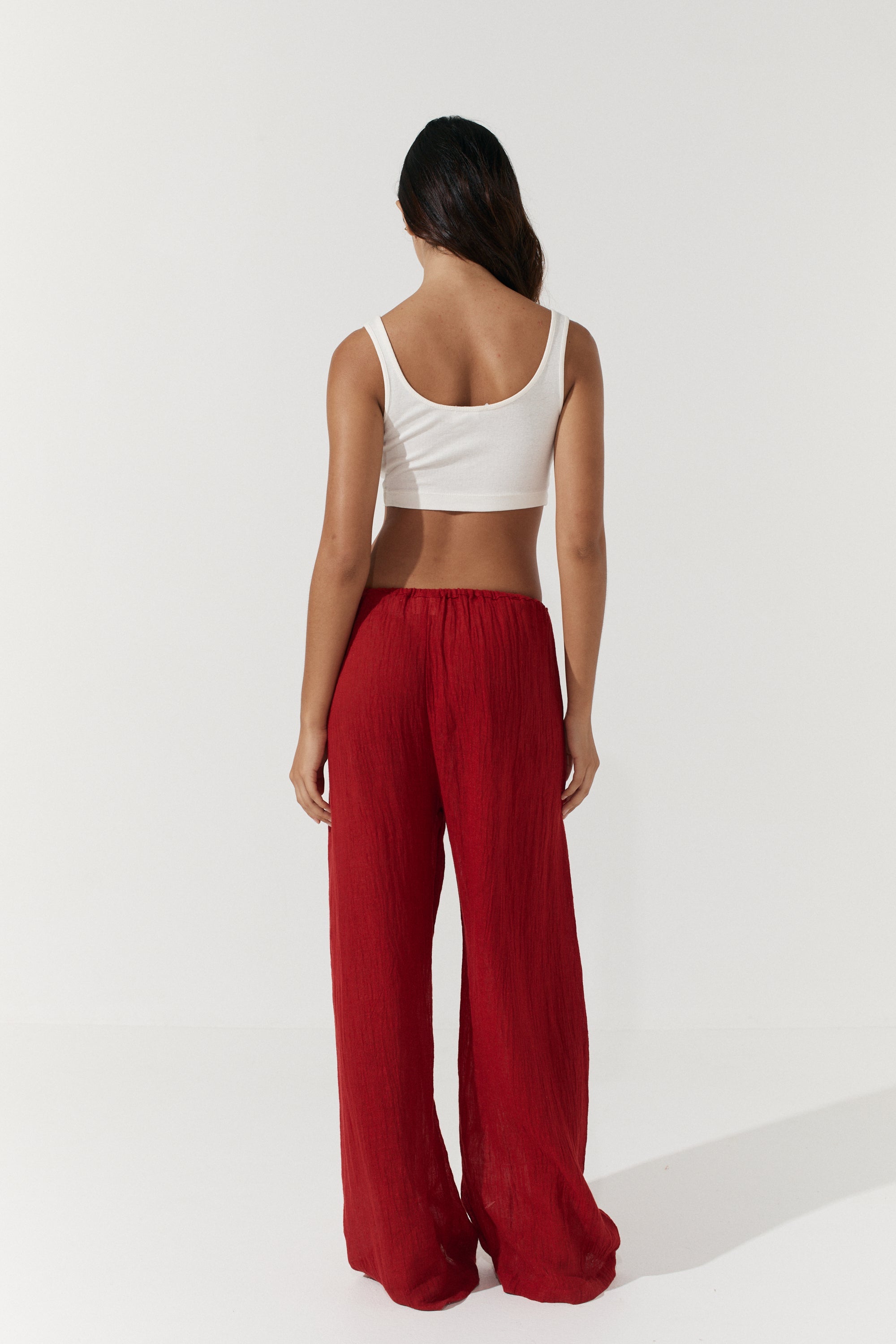 Robin Pants - Scarlet Crinkle Linen image 6