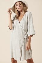 Quinn Wrap Dress - Natural Ash image 12