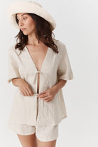 Lois Tie Top - Distressed Linen image 5