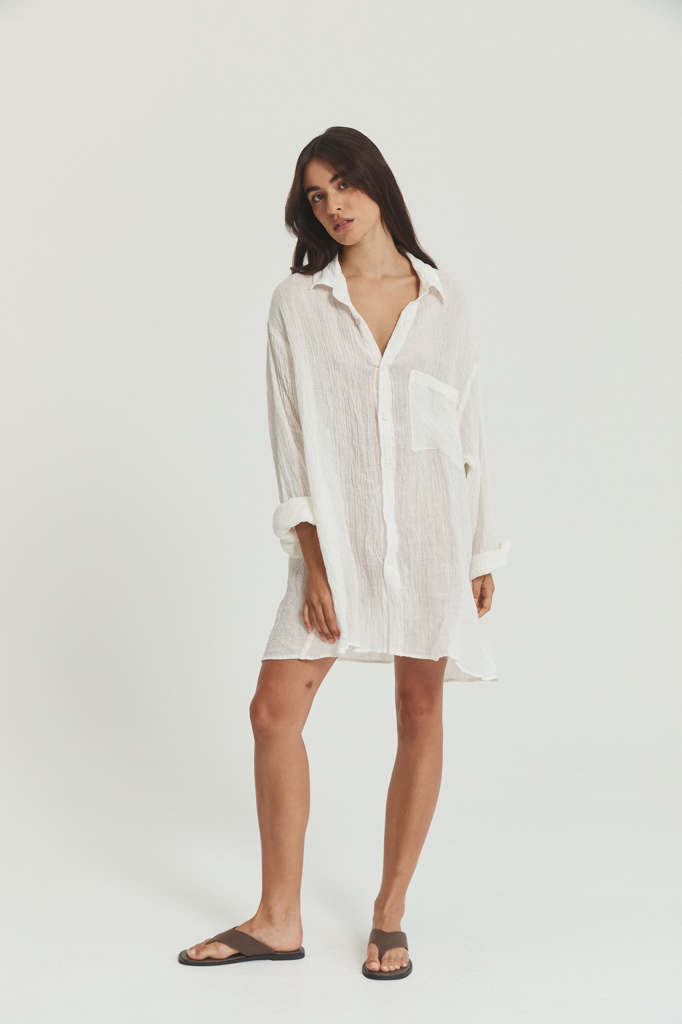 Josie Shirt Dress - Linen Crinkle image 6