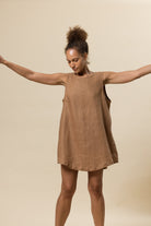 Classic Linen Shift Dress - Coffee image 4