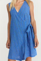 Quinn Wrap Dress - Cerulean Hemp Linen image 8