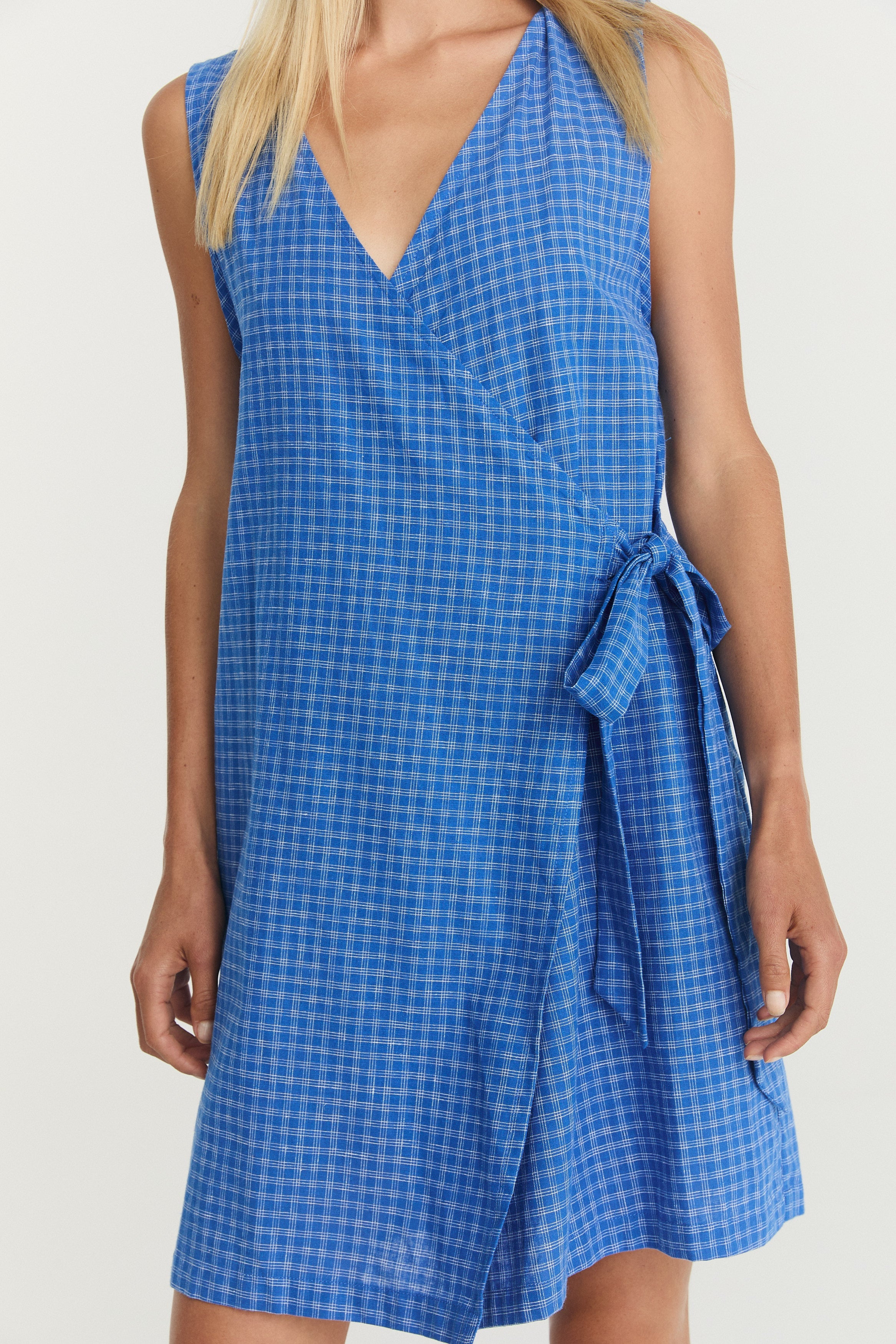 Quinn Wrap Dress - Cerulean Hemp Linen image 8