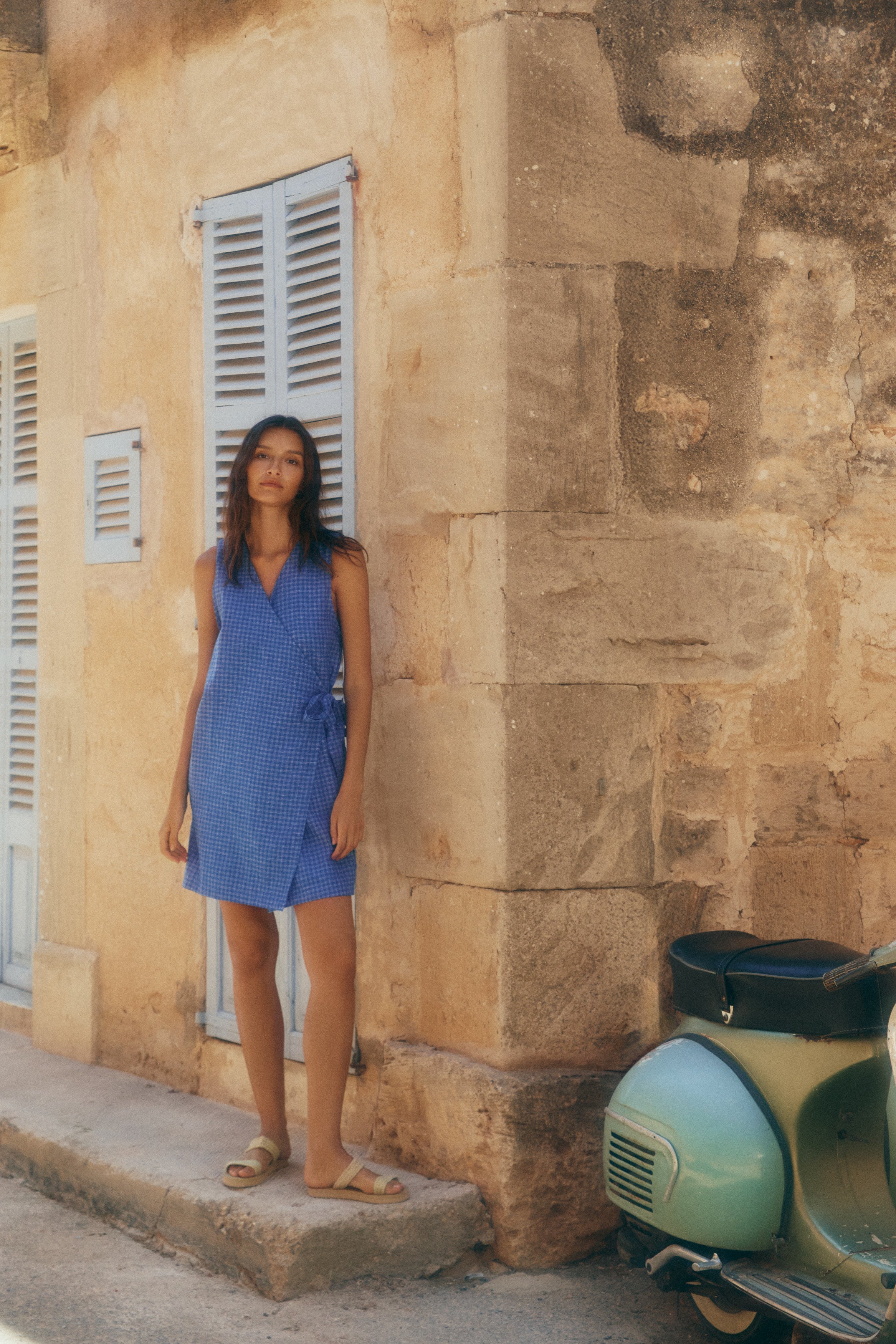 Quinn Wrap Dress - Cerulean Hemp Linen image 5