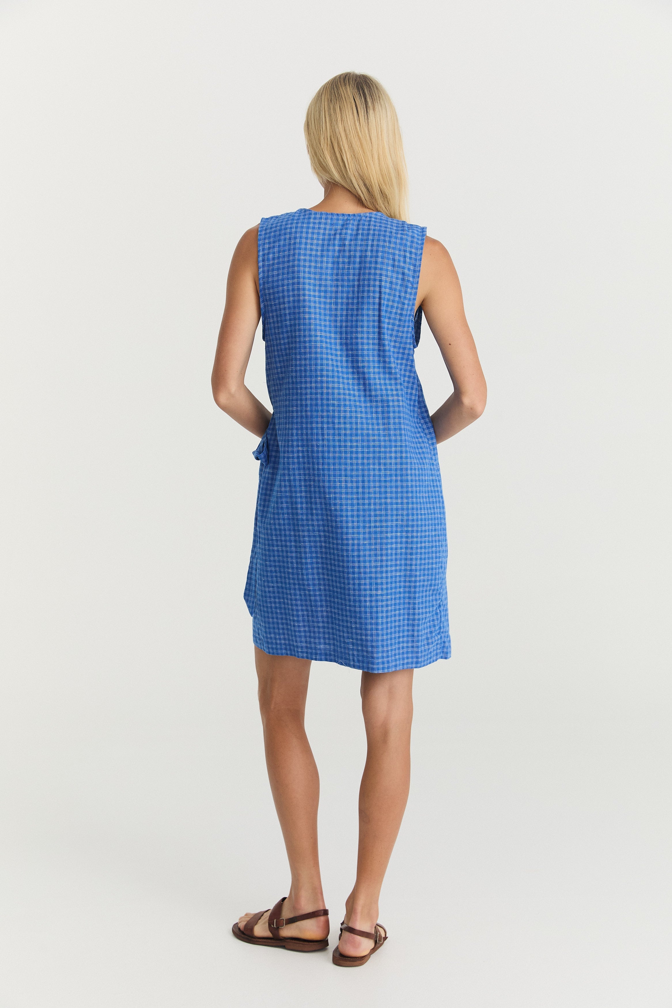 Quinn Wrap Dress - Cerulean Hemp Linen image 10