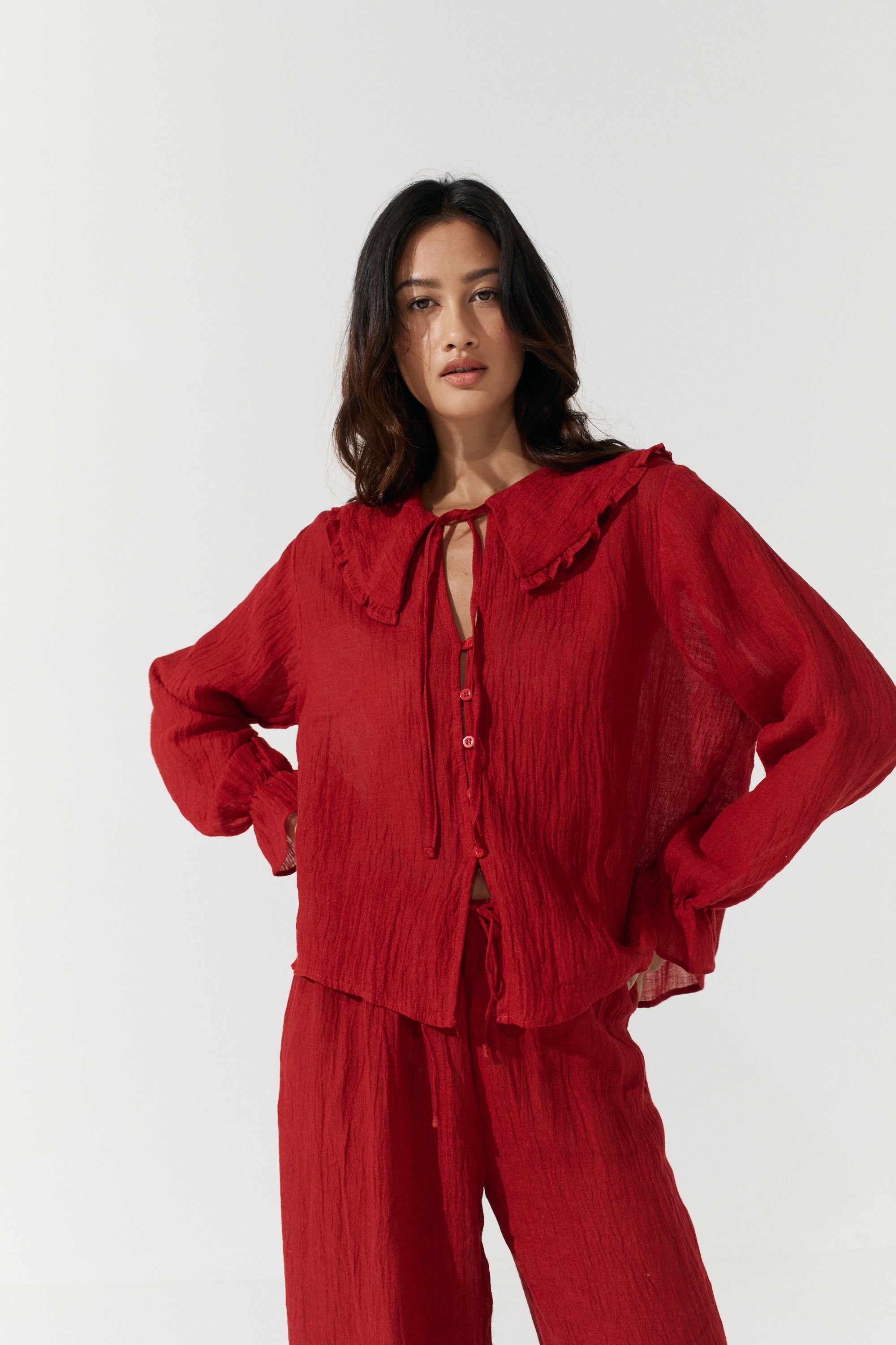 Esme Blouse - Scarlet Crinkle Linen image 8