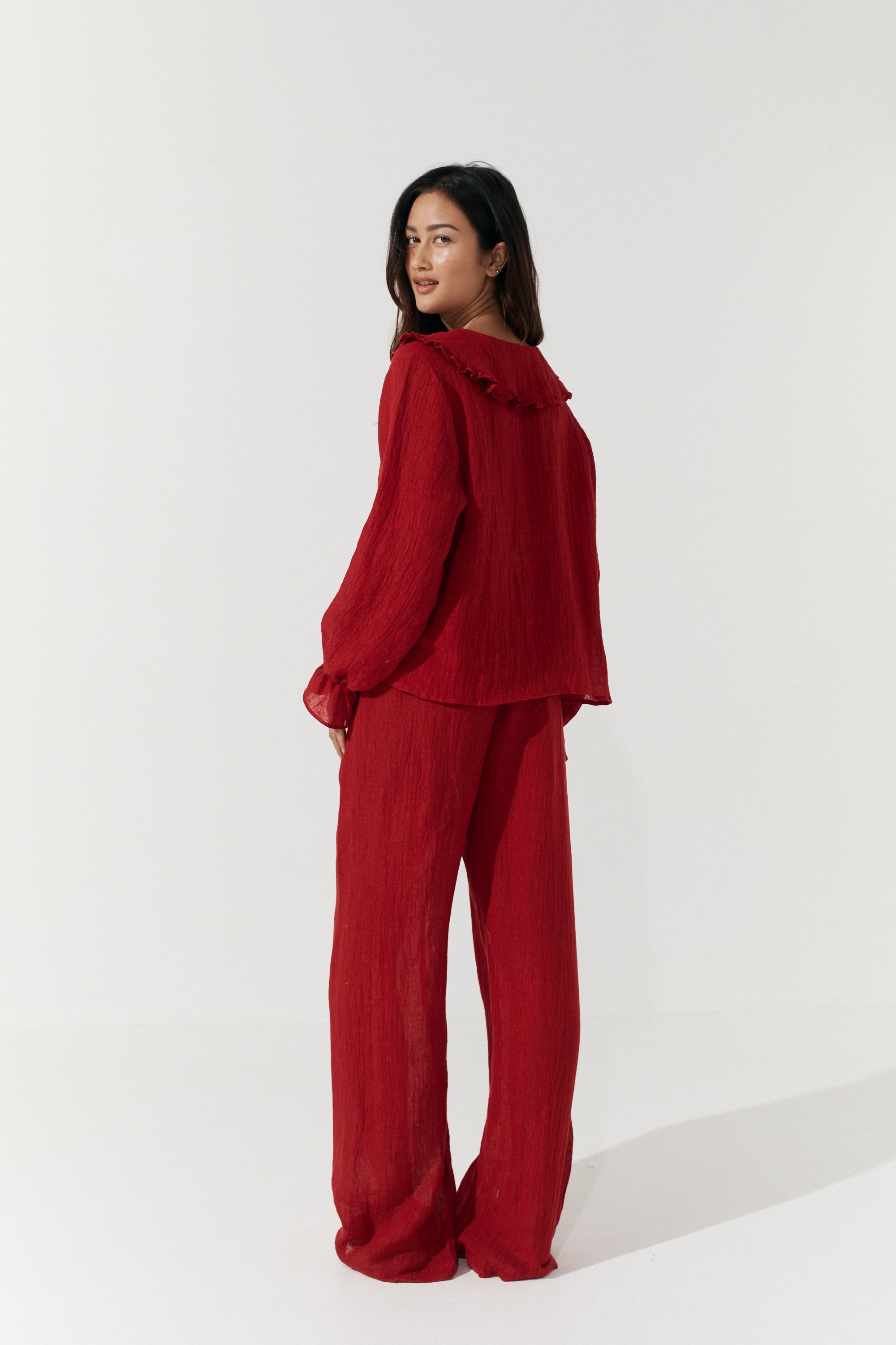 Esme Blouse - Scarlet Crinkle Linen image 11